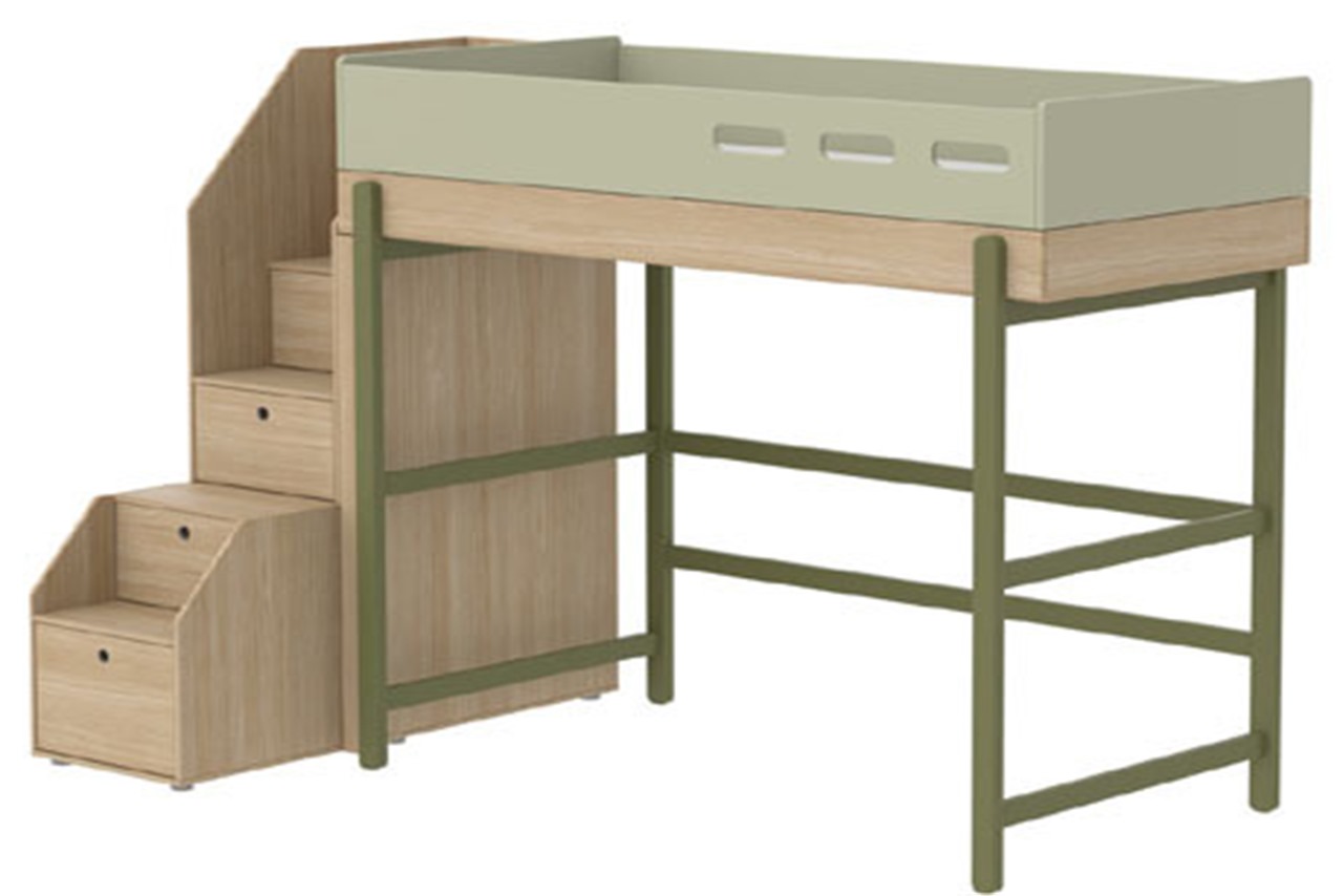 High Bed Popsicle With Staircase And Storage Kiwi