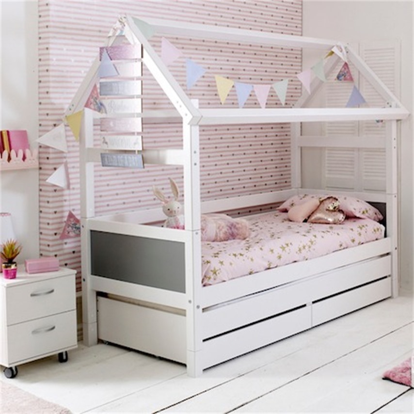 Nordic Single Playhouse trundle bed drawers Choice of bed ends
